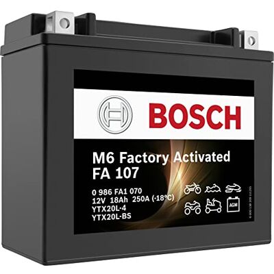 Bosch Automotive 0986FA1070 Batterie de Moto 18 Ah 250 A Gel Technologie de démarrage de qualité Fabricant d'équipement d'origine, Cycle de Stockage, sans Entretien, Noir Bosch Automotive 0986FA1070 Batterie de Moto 18 Ah 250 A Gel Technologie de démarrage de qualité Fabricant d'équipement d'origine, Cycle de Stockage, sans Entretien, Noir