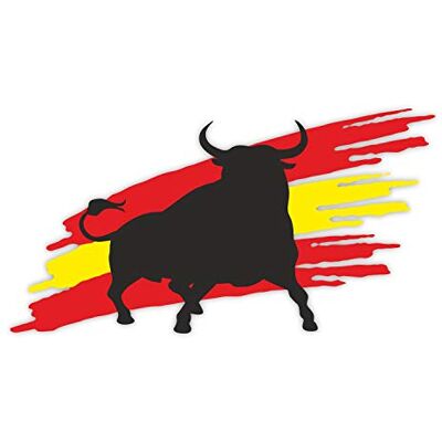 easydruck24de Autocollant taureau avec drapeau I 20 x 10,5 cm I autocollant voiture caravane ordinateur portable I espagne résistant au temps I kfz263 easydruck24de Autocollant taureau avec drapeau I 20 x 10,5 cm I autocollant voiture caravane ordinateur portable I espagne résistant au temps I kfz263