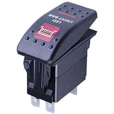 Mintice Interrupteur à Bascule Commutateur Lampe Lumière LED Rouge 12V 20A 5 Broches pour Voiture Bateau Moto (Bar Light) Mintice Interrupteur à Bascule Commutateur Lampe Lumière LED Rouge 12V 20A 5 Broches pour Voiture Bateau Moto (Bar Light)