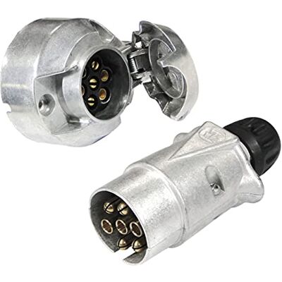 Ryme Automotive Base et prise 12 V, 7 broches DIN ISO 1724 Femelle Mâle Métallique Connecteurs Attelage de Remorque/Caravane/Chariot Motos Ryme Automotive Base et prise 12 V, 7 broches DIN ISO 1724 Femelle Mâle Métallique Connecteurs Attelage de Remorque/Caravane/Chariot Motos