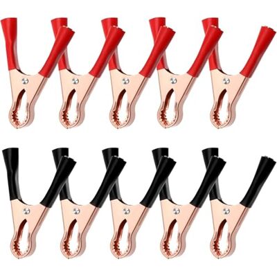 MAEXUS Lot de 10 pinces crocodiles 12 V, câbles de démarrage, pinces crocodiles pour batterie de voiture, pour connecter l'alimentation et le câblage de la batterie de voiture MAEXUS Lot de 10 pinces crocodiles 12 V, câbles de démarrage, pinces crocodiles pour batterie de voiture, pour connecter l'alimentation et le câblage de la batterie de voiture