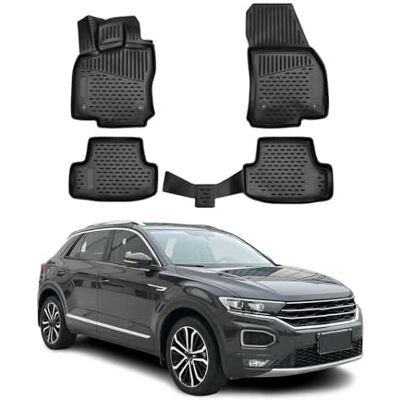 OMAC Tapis de sol en caoutchouc Compatible avec VW T-ROC 2017-2025 TPE Noir 4X OMAC Tapis de sol en caoutchouc Compatible avec VW T-ROC 2017-2025 TPE Noir 4X