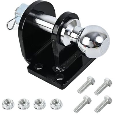 RATSTONE Attelage de remorque avec rotule de 50 mm, boule de 70,8 mm, plaque de fixation à 4 trous, tige longue droite, convient pour tous les modèles de véhicules, fixation sans vis RATSTONE Attelage de remorque avec rotule de 50 mm, boule de 70,8 mm, plaque de fixation à 4 trous, tige longue droite, convient pour tous les modèles de véhicules, fixation sans vis