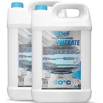 GiDeli Antigel concentré pour pare-brise 2 x 5 l Antigel -60 °C Eau d'essuyage pour protection contre le gel Nettoyant pour vitres d'hiver GiDeli Antigel concentré pour pare-brise 2 x 5 l Antigel -60 °C Eau d'essuyage pour protection contre le gel Nettoyant pour vitres d'hiver