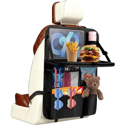 VIBINHO Organisateurs de siège de voiture Grande protection de dossier avec table pliante Poche pour tablette Noir VIBINHO Organisateurs de siège de voiture Grande protection de dossier avec table pliante Poche pour tablette Noir