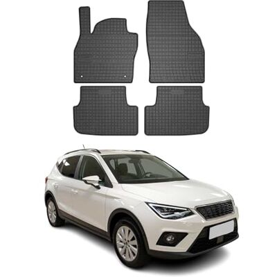 OMAC Lot de 4 tapis de sol en caoutchouc pour Seat Arona 2017-2026 Noir Tapis de voiture en caoutchouc, résistants aux intempéries, antidérapants, produits spécifiques au véhicule, imperméables OMAC Lot de 4 tapis de sol en caoutchouc pour Seat Arona 2017-2026 Noir Tapis de voiture en caoutchouc, résistants aux intempéries, antidérapants, produits spécifiques au véhicule, imperméables