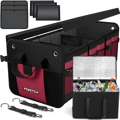 FORTEM Organisateur de Coffre SUV avec Glacière, Sac Rangement Pliable Multi Compartiments, Accessoires Auto Femme Homme, Oxford 1680D, Fond Antidérapant, Sangles Réglables, Couvercle Souple (110L) FORTEM Organisateur de Coffre SUV avec Glacière, Sac Rangement Pliable Multi Compartiments, Accessoires Auto Femme Homme, Oxford 1680D, Fond Antidérapant, Sangles Réglables, Couvercle Souple (110L)