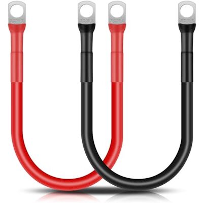 GUNGY Lot de 2 câbles de batterie 14 mm², 30 cm, 12 V, 6 AWG, en cuivre, avec bornes à anneau M8, pour camion, moto, marine, solaire, noir, rouge GUNGY Lot de 2 câbles de batterie 14 mm², 30 cm, 12 V, 6 AWG, en cuivre, avec bornes à anneau M8, pour camion, moto, marine, solaire, noir, rouge