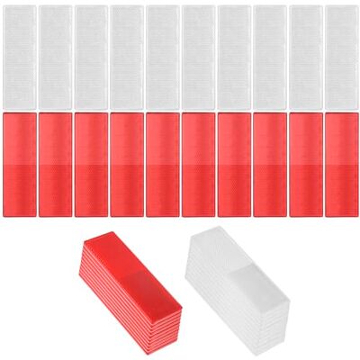 MoonSing Lot de 20 réflecteurs rectangulaires pour camion, réflecteur autocollant rouge et blanc, œil de chat, pour remorque, voiture, camping-car, moto, tracteur (15 x 5 cm) MoonSing Lot de 20 réflecteurs rectangulaires pour camion, réflecteur autocollant rouge et blanc, œil de chat, pour remorque, voiture, camping-car, moto, tracteur (15 x 5 cm)
