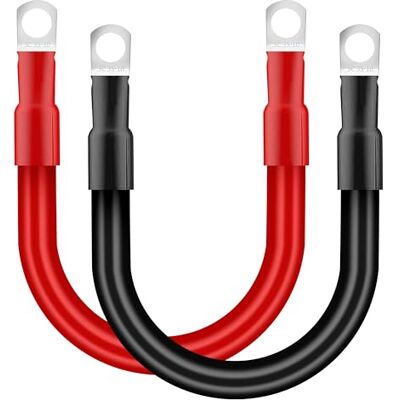 QIMEI-SHOP Lot de 2 câbles de batterie de voiture 35 mm² 30 cm pour batterie 2 AWG 12 V avec cosses à œillets M10 pour camion moto marine solaire rouge et noir QIMEI-SHOP Lot de 2 câbles de batterie de voiture 35 mm² 30 cm pour batterie 2 AWG 12 V avec cosses à œillets M10 pour camion moto marine solaire rouge et noir