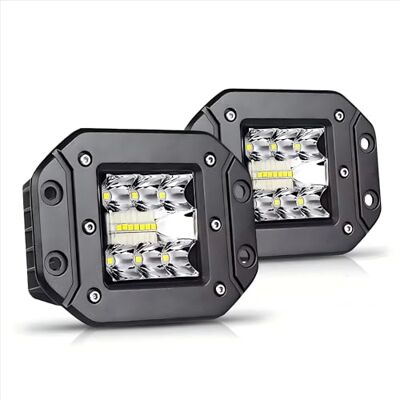 WELLIT Phare de travail LED 12 V / 24 V, 2 x 5 pouces Phare LED à montage encastré Pods cube Éclairage supplémentaire tout-terrain pour tracteur, voiture, SUV, excavatrice WELLIT Phare de travail LED 12 V / 24 V, 2 x 5 pouces Phare LED à montage encastré Pods cube Éclairage supplémentaire tout-terrain pour tracteur, voiture, SUV, excavatrice