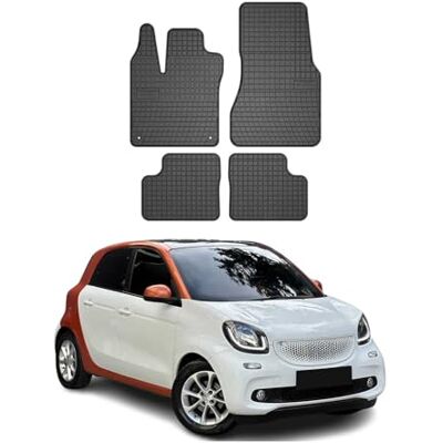 OMAC Lot de 4 tapis de sol en caoutchouc pour Smart Forfour 2014-2020 Noir Tapis de voiture en caoutchouc, résistants aux intempéries, antidérapants, produits spécifiques au véhicule, imperméables OMAC Lot de 4 tapis de sol en caoutchouc pour Smart Forfour 2014-2020 Noir Tapis de voiture en caoutchouc, résistants aux intempéries, antidérapants, produits spécifiques au véhicule, imperméables
