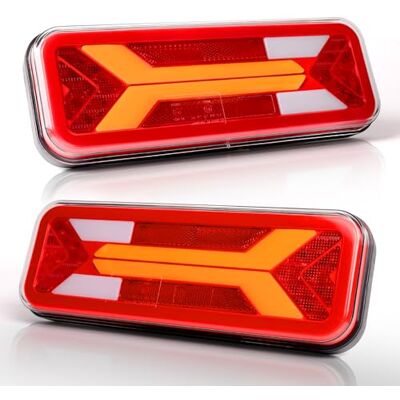 AOHEWEI Lot de 2 feux arrière de remorque 12 V/24 V super lumineux étanche clignotant frein arrière antibrouillard réflecteur lampe pour remorque camion camion caravane van tracteur AOHEWEI Lot de 2 feux arrière de remorque 12 V/24 V super lumineux étanche clignotant frein arrière antibrouillard réflecteur lampe pour remorque camion camion caravane van tracteur