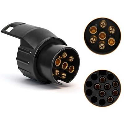 Qiping 7/13 Adaptateur Prise Remorque 7 vers 13 Broches Connecteur Fiche Attelage 7 Pole a 13 Pin pour Remorque de Voiture, Tracteur, Caravane, Porte-vélo Qiping 7/13 Adaptateur Prise Remorque 7 vers 13 Broches Connecteur Fiche Attelage 7 Pole a 13 Pin pour Remorque de Voiture, Tracteur, Caravane, Porte-vélo