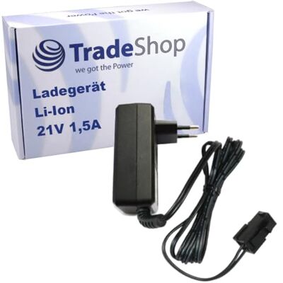 Trade-Shop Chargeur de batterie Li-ion 21 V 1,5 A compatible avec Husqvarna 580 68 33-01, 580 68 33-02, 580 68 33-03, 588 14 64-01, 588 14 64-02 Trade-Shop Chargeur de batterie Li-ion 21 V 1,5 A compatible avec Husqvarna 580 68 33-01, 580 68 33-02, 580 68 33-03, 588 14 64-01, 588 14 64-02