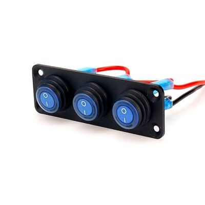 WANGCL Panneau de commande en aluminium pour bateau 12 V Interrupteur à bascule marche/arrêt étanche avec lumière LED bleue pour voiture, camping-car, caravanes, remorques, bateau WANGCL Panneau de commande en aluminium pour bateau 12 V Interrupteur à bascule marche/arrêt étanche avec lumière LED bleue pour voiture, camping-car, caravanes, remorques, bateau