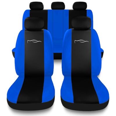 Susy Shop Ensemble de housses de siège de voiture universelles avec dossier arrière avec 2 fermetures éclair, housses de voiture compatibles Airbags (noir/bleu royal) Susy Shop Ensemble de housses de siège de voiture universelles avec dossier arrière avec 2 fermetures éclair, housses de voiture compatibles Airbags (noir/bleu royal)