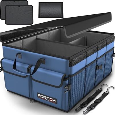 FORTEM Organisateur de Coffre Voiture, Rangement Pliable SUV Multi Compartiments, Accessoires Auto pour Femme Homme, Tissu Oxford 600D, Fond Antidérapant, Sangles de Fixation, Couvercle Souple (50L) FORTEM Organisateur de Coffre Voiture, Rangement Pliable SUV Multi Compartiments, Accessoires Auto pour Femme Homme, Tissu Oxford 600D, Fond Antidérapant, Sangles de Fixation, Couvercle Souple (50L)