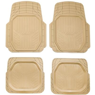 OMAC Lot de 4 tapis de sol universels en caoutchouc beige Tapis de voiture en caoutchouc, antidérapants, adaptés à toutes les saisons, produits spécifiques au véhicule, imperméables OMAC Lot de 4 tapis de sol universels en caoutchouc beige Tapis de voiture en caoutchouc, antidérapants, adaptés à toutes les saisons, produits spécifiques au véhicule, imperméables