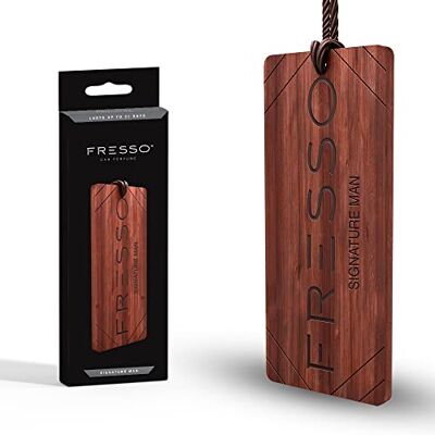 FRESSO Désodorisant à pendentif en bois Le parfum luxueux pour votre voiture Parfum de voiture (Signature Man) Marron FRESSO Désodorisant à pendentif en bois Le parfum luxueux pour votre voiture Parfum de voiture (Signature Man) Marron