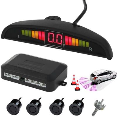 AUTOUTLET Capteurs de Stationnement de Voiture,Radar de Recul Voiture Inverse Arrière 4 Capteurs Kit Audio Buzzer Alarme Affichage LED, DC 12V, Car Parking Sensors,Noir AUTOUTLET Capteurs de Stationnement de Voiture,Radar de Recul Voiture Inverse Arrière 4 Capteurs Kit Audio Buzzer Alarme Affichage LED, DC 12V, Car Parking Sensors,Noir