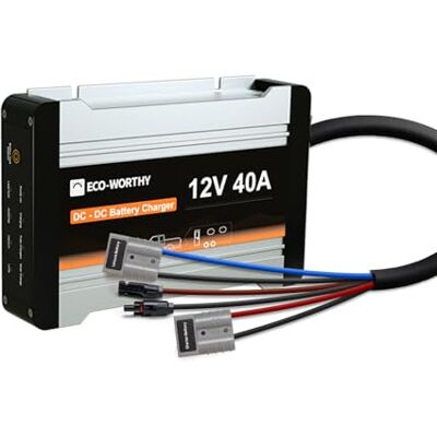 ECO-WORTHY Chargeur de batterie 12 V 40 A DC-DC pour batterie LiFePO4, gel, booster de charge pour camping-car, caravane ECO-WORTHY Chargeur de batterie 12 V 40 A DC-DC pour batterie LiFePO4, gel, booster de charge pour camping-car, caravane