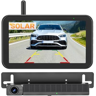 Husgw 5" Caméra de Recul sans Fil Solaire, 2 Mins Installation Facile Caméra de Recul Kit IR Vision Nocturne, IP66 Imperméable, Signal Numérique Stable, pour Fourgon/Camion Car/RV/SUV/Remorque Husgw 5" Caméra de Recul sans Fil Solaire, 2 Mins Installation Facile Caméra de Recul Kit IR Vision Nocturne, IP66 Imperméable, Signal Numérique Stable, pour Fourgon/Camion Car/RV/SUV/Remorque