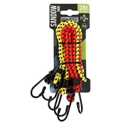 Turbocar Tendeurs de fixation, Cordes pour tente Lot de 6 mini sandows,6 tendeurs élastique avec crochet + boucle,6 ferlettes avec crochet Ø6mm,Long : 28cm Tension : 27,5kg Jaune/Noir/Rouge Turbocar Tendeurs de fixation, Cordes pour tente Lot de 6 mini sandows,6 tendeurs élastique avec crochet + boucle,6 ferlettes avec crochet Ø6mm,Long : 28cm Tension : 27,5kg Jaune/Noir/Rouge