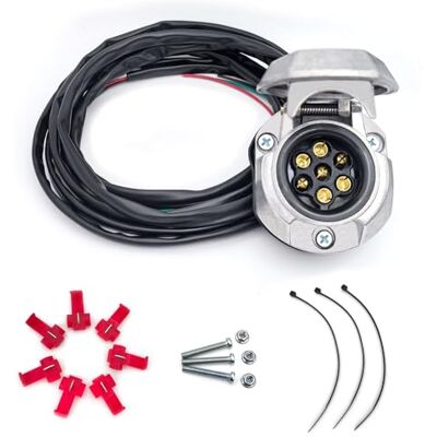 YOYOCOOL Kit Prise de Remorque 7 Broches Métal Précâblé 2M Câble 7 Fils, Faisceau de d'attelage Remorque 7 Pin pour Câblage des Feux de Remorque Aluminium-Moulé YOYOCOOL Kit Prise de Remorque 7 Broches Métal Précâblé 2M Câble 7 Fils, Faisceau de d'attelage Remorque 7 Pin pour Câblage des Feux de Remorque Aluminium-Moulé