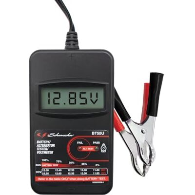 Schumacher Electric BT55 Testeur de Batterie et Alternateur 6V/12V Affichage LED Diagnostic Rapide Batterie Auto, Moto, Bateau Compact & Facile à Utiliser Schumacher Electric BT55 Testeur de Batterie et Alternateur 6V/12V Affichage LED Diagnostic Rapide Batterie Auto, Moto, Bateau Compact & Facile à Utiliser