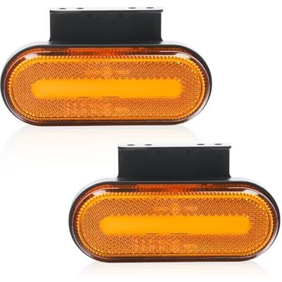 AOHEWEI 2 x Feux latéraux de marquage à LED ambre pour remorques, 12V/24V – Feux de position avant avec réflecteur, certifiés ECE R91 R10 – Adaptés aux VR, fourgons, bateaux, camions, camping-cars AOHEWEI 2 x Feux latéraux de marquage à LED ambre pour remorques, 12V/24V – Feux de position avant avec réflecteur, certifiés ECE R91 R10 – Adaptés aux VR, fourgons, bateaux, camions, camping-cars
