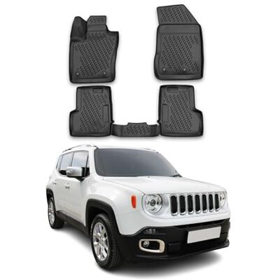 OMAC Tapis de sol pour Jeep Renegade 2015-2020 noir Ensemble complet 3D toutes saisons Performance inodore et robuste Accessoires automobiles de voiture SUV OMAC Tapis de sol pour Jeep Renegade 2015-2020 noir Ensemble complet 3D toutes saisons Performance inodore et robuste Accessoires automobiles de voiture SUV