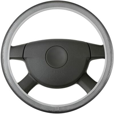 Housse de volant WALSER - Soft Grip - Couverture de protection pour volant - Noir gris Housse de volant WALSER - Soft Grip - Couverture de protection pour volant - Noir gris