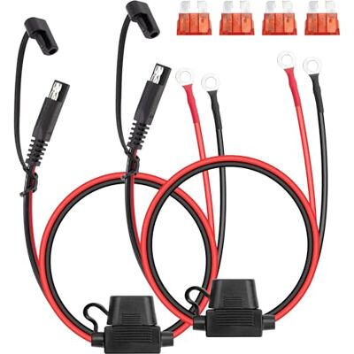 GUNGY Câble connecteur SAE 60 cm 16 AWG Connecteur de batterie SAE à borne à anneau câble d'extension de batterie avec fusible 10 A pour recharge de batteries de voiture moto 2 pièces GUNGY Câble connecteur SAE 60 cm 16 AWG Connecteur de batterie SAE à borne à anneau câble d'extension de batterie avec fusible 10 A pour recharge de batteries de voiture moto 2 pièces