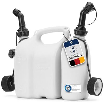 hünersdorff Bidons doubles/Bidons combinés pour carburant et huile avec 2 tuyaux d'écoulement, 3 + 1,5 litres, homologation UN, Made in Germany hünersdorff Bidons doubles/Bidons combinés pour carburant et huile avec 2 tuyaux d'écoulement, 3 + 1,5 litres, homologation UN, Made in Germany