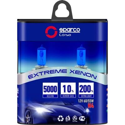 SPARCO SPCB1403 Jeu DE 2 Ampoules H4 12V 60 / 55W Bleu B4 Effet Xenon SPARCO SPCB1403 Jeu DE 2 Ampoules H4 12V 60 / 55W Bleu B4 Effet Xenon