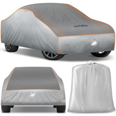 tectake ® Housse de Voiture, Bâche de Voiture pour Extérieur, Anti-grêle, Couverture Imperméable avec 3 Sangles d'arrimage, Respirante, Housse de Protection Voiture avec Sac de Rangement, Compatible tectake ® Housse de Voiture, Bâche de Voiture pour Extérieur, Anti-grêle, Couverture Imperméable avec 3 Sangles d'arrimage, Respirante, Housse de Protection Voiture avec Sac de Rangement, Compatible
