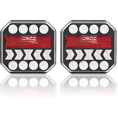 AOHEWEI Feux Arrière LED pour Remorques 12/24V, 2Pcs Feux LED Étanches avec Feu de Position, Feu Stop, Clignotant, Feu de Recul pour Camping-Car Caravane Tracteur Camion Fourgon Poids Lourd E-mark AOHEWEI Feux Arrière LED pour Remorques 12/24V, 2Pcs Feux LED Étanches avec Feu de Position, Feu Stop, Clignotant, Feu de Recul pour Camping-Car Caravane Tracteur Camion Fourgon Poids Lourd E-mark