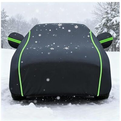 WENINETIES Housse Voiture Imperméable pour Renault 4 (R4) E-Tech Electric 2026 2025, Housse de Voiture Complète Contre La Pluie et la Neige avec Fermeture éclair, Coupe-Vent et Anti-UV,Noir-Vert WENINETIES Housse Voiture Imperméable pour Renault 4 (R4) E-Tech Electric 2026 2025, Housse de Voiture Complète Contre La Pluie et la Neige avec Fermeture éclair, Coupe-Vent et Anti-UV,Noir-Vert