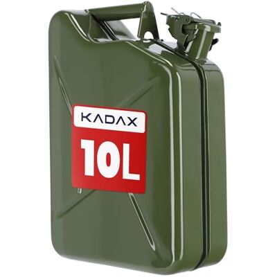 KADAX Bidon d'essence 10 l, bidon en métal en acier de 0,8 mm, bidon de carburant pour essence et diesel, réservoir de rechange avec triple poignée, bidon en tôle d'acier KADAX Bidon d'essence 10 l, bidon en métal en acier de 0,8 mm, bidon de carburant pour essence et diesel, réservoir de rechange avec triple poignée, bidon en tôle d'acier