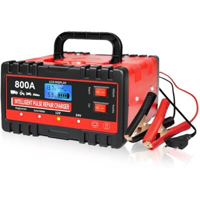 GBKDQQ Chargeur de batterie entièrement automatique, 8 A, 12 V 24 V, outil de charge rapide et d'entretien intelligent pour voiture, camion, moto, voiture et tracteur GBKDQQ Chargeur de batterie entièrement automatique, 8 A, 12 V 24 V, outil de charge rapide et d'entretien intelligent pour voiture, camion, moto, voiture et tracteur