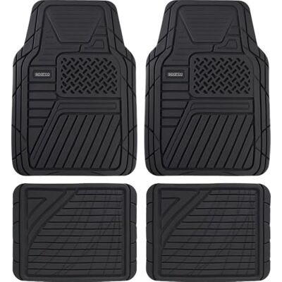 SPARCO Ensemble de Tapis de Voiture Origin, 4 pièces, PVC Noir, universels, antidérapants et faciles à Nettoyer, Design Sportif SPARCO Ensemble de Tapis de Voiture Origin, 4 pièces, PVC Noir, universels, antidérapants et faciles à Nettoyer, Design Sportif