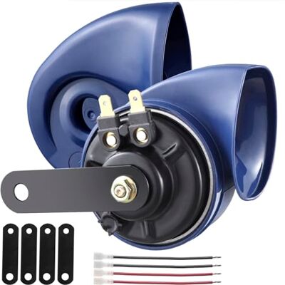 Rupse Lot de 2 klaxons de voiture 120 dB pour voiture, camion, camping-car, moto, bateau, vélo électrique Rupse Lot de 2 klaxons de voiture 120 dB pour voiture, camion, camping-car, moto, bateau, vélo électrique