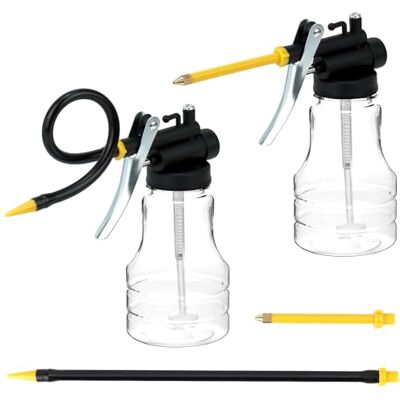 QWORK ® Lot de 2 bidons d'huile de 250 ml avec pompe, bidon d'huile transparent, vaporisateur d'huile avec bec droit et flexible QWORK ® Lot de 2 bidons d'huile de 250 ml avec pompe, bidon d'huile transparent, vaporisateur d'huile avec bec droit et flexible