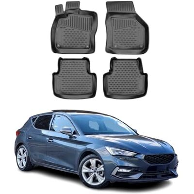 OMAC Tapis de voiture en caoutchouc compatible avec Seat Leon IV 2020-2022 – Tapis 3D étanche antidérapant en caoutchouc pour voiture Noir OMAC Tapis de voiture en caoutchouc compatible avec Seat Leon IV 2020-2022 – Tapis 3D étanche antidérapant en caoutchouc pour voiture Noir