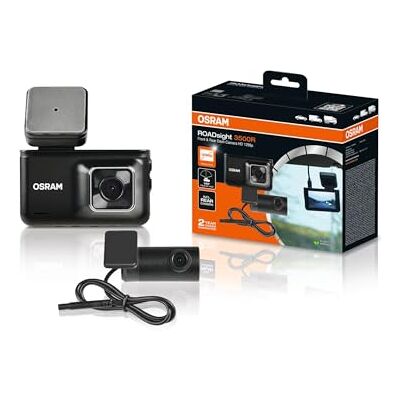 OSRAM ROADsight 3500R Dash Camera avec caméra de recul, 1296p HD, écran 3 pouces, grand angle 140°, accéléromètre, 30 ips, mode stationnement, fonction HDR, prise en charge de la carte SD, 12/24 V OSRAM ROADsight 3500R Dash Camera avec caméra de recul, 1296p HD, écran 3 pouces, grand angle 140°, accéléromètre, 30 ips, mode stationnement, fonction HDR, prise en charge de la carte SD, 12/24 V