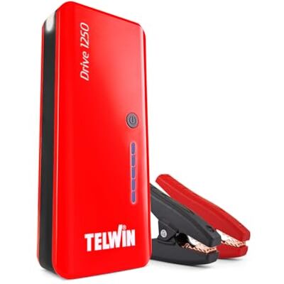 Telwin Drive 1250 Démarreur portable multifonction 12 V pour voitures, motos, bateaux 1250 A + Powerbank Telwin Drive 1250 Démarreur portable multifonction 12 V pour voitures, motos, bateaux 1250 A + Powerbank