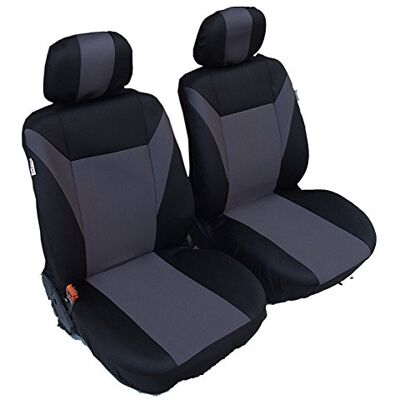 Autobits Lot de 2 housses de siège avant en polyester de qualité supérieure Gris/noir Autobits Lot de 2 housses de siège avant en polyester de qualité supérieure Gris/noir