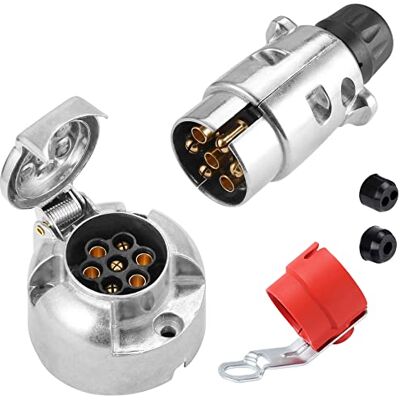 SPARKMOTO Fiche pour remorque 7 Broches et Prise de remorque 7 Broches en métal,12V Connecteur de remorque 7 Broches Male Femelle,Prise Attelage 7Broches Étanche,avec Support de fiche Rouge(SKM0702C) SPARKMOTO Fiche pour remorque 7 Broches et Prise de remorque 7 Broches en métal,12V Connecteur de remorque 7 Broches Male Femelle,Prise Attelage 7Broches Étanche,avec Support de fiche Rouge(SKM0702C)