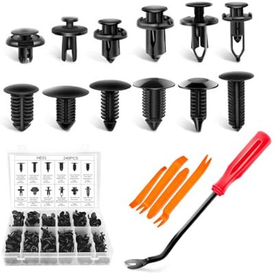 XMSCN Lot de 240 clips de retenue pour pare-chocs, rivets en plastique de voiture, kit de retenue de garde-boue, clips de protection anti-éclaboussures compatibles avec la plupart des voitures, livré XMSCN Lot de 240 clips de retenue pour pare-chocs, rivets en plastique de voiture, kit de retenue de garde-boue, clips de protection anti-éclaboussures compatibles avec la plupart des voitures, livré